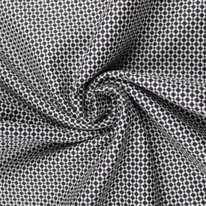 Coupon tissu coton chemise à damier bleu et gris clair – Tissu soyeux et élégant