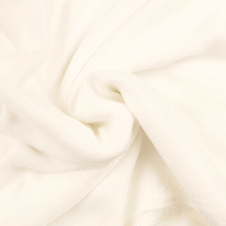 Tissu satin polyester ivoire uni – Fluide, brillant et doux