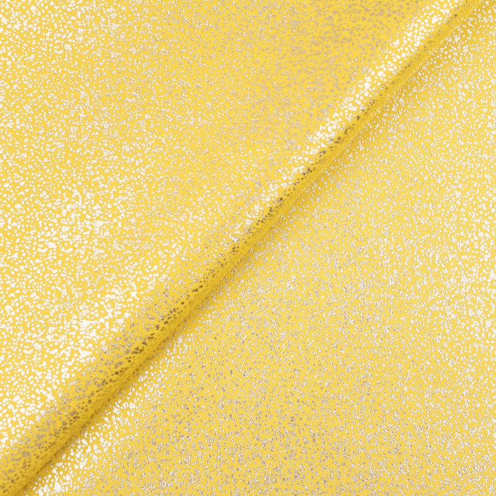 Tissu Satin Lamé Jaune Doré Moucheté Argent – Brillant, Fluide et Scintillant