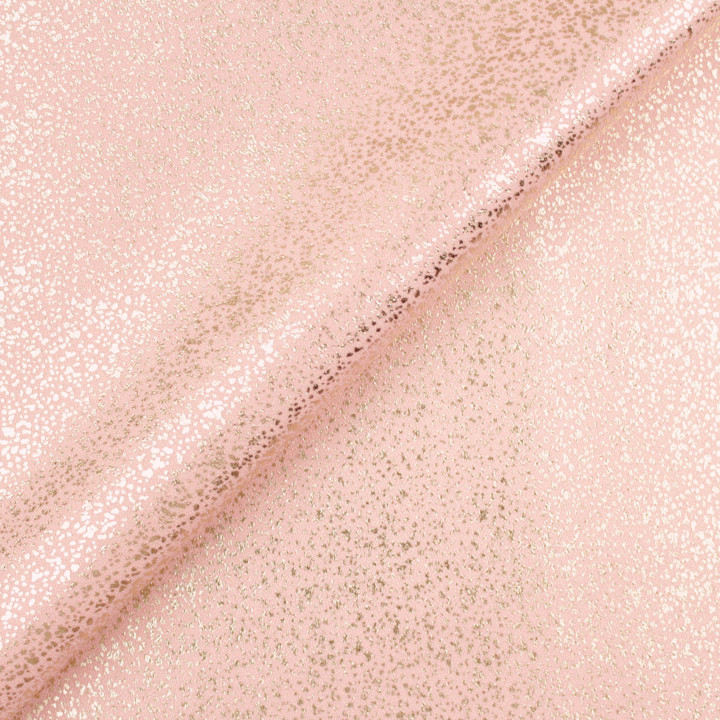 Tissu Satin Lamé Rose Moucheté Argent – Brillant, Fluide et Scintillant