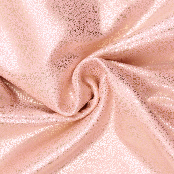 Tissu Satin Lamé Rose Moucheté Argent – Brillant, Fluide et Scintillant