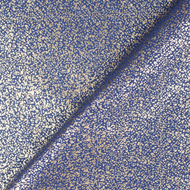 Tissu Satin Lamé Bleu Moucheté Argent – Brillant, Fluide et Scintillant