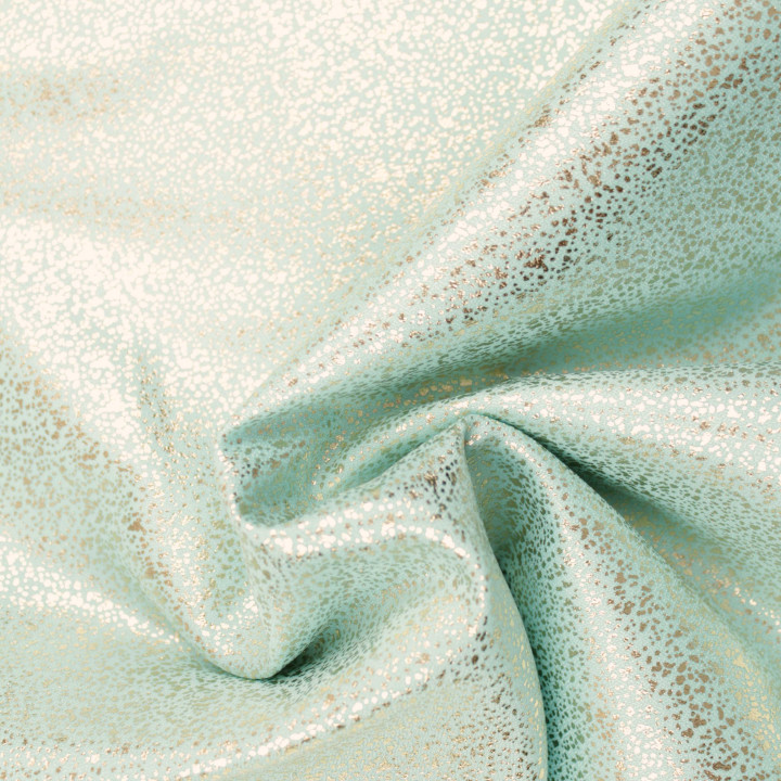 Tissu Satin Lamé Turquoise Moucheté Argent – Brillant, Fluide et Scintillant