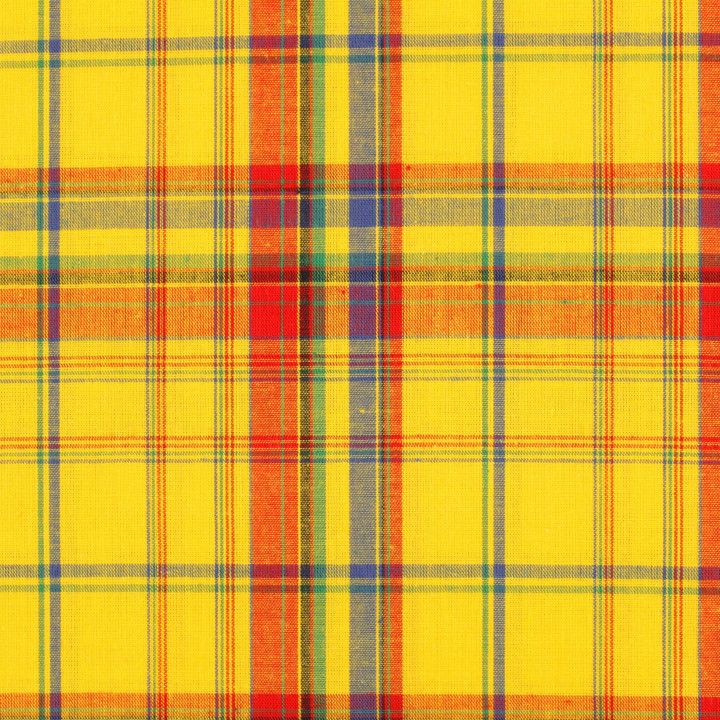 Coupon Tissu Madras Authentique Jaune, Rouge & Bleu