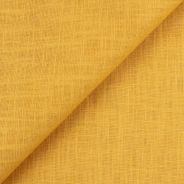 Coupon Tissu Lin Uni Jaune Ocre