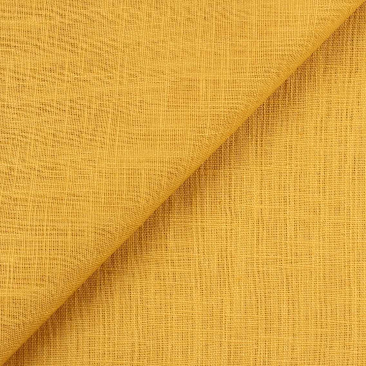 Coupon Tissu Lin Uni Jaune Ocre