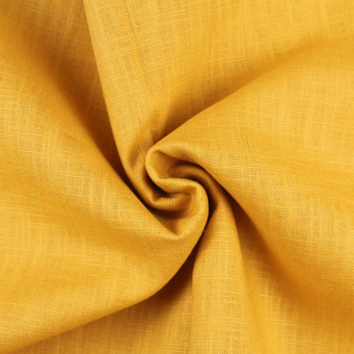 Coupon Tissu Lin Uni Jaune Ocre