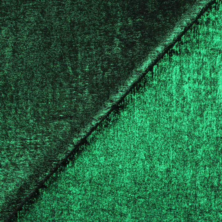 Coupon Tissu Lamé Uni Vert Émeraude