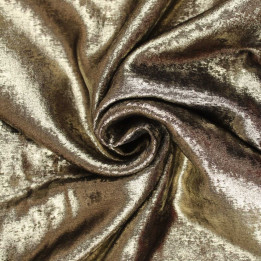 Coupon Tissu Lamé Crinkle Taupe Doré