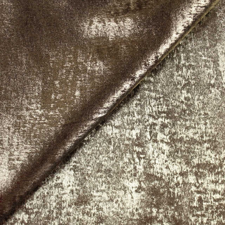 Coupon Tissu Lamé Crinkle Taupe Doré