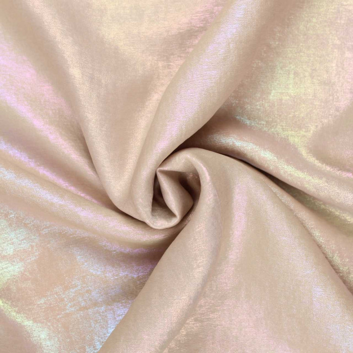 Coupon Tissu Lamé Irisé Nacré Rose Blanc