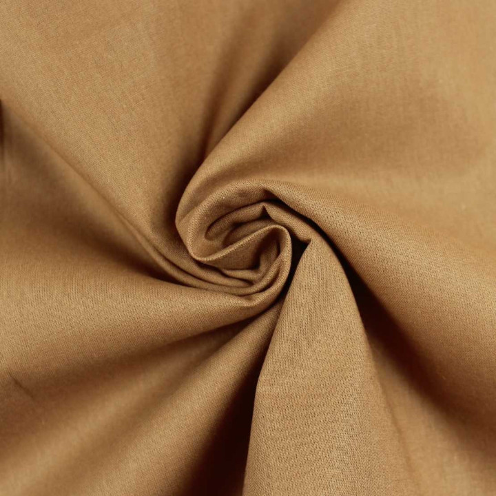 Tissu Popeline de Coton Uni Beige Foncé