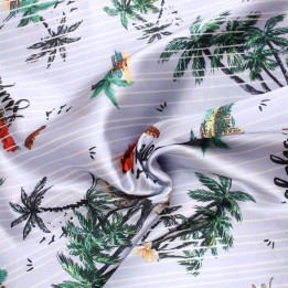 Tissu Coupon Polyester Tropical Aloha