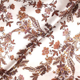 Tissu Coupon Polyester Fleuri Vintage Écru | Moline