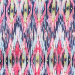 Tissu Coupon Polyester Géométrique Ikat Rose