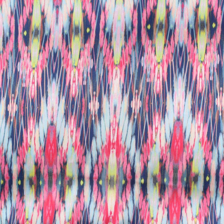 Tissu Coupon Polyester Géométrique Ikat Rose