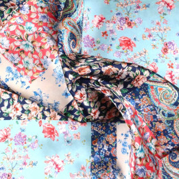 Tissu Coupon Polyester Patchwork Floral Pastel