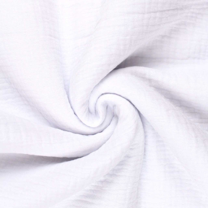 Tissu Coupon Double Gaze Uni Blanc