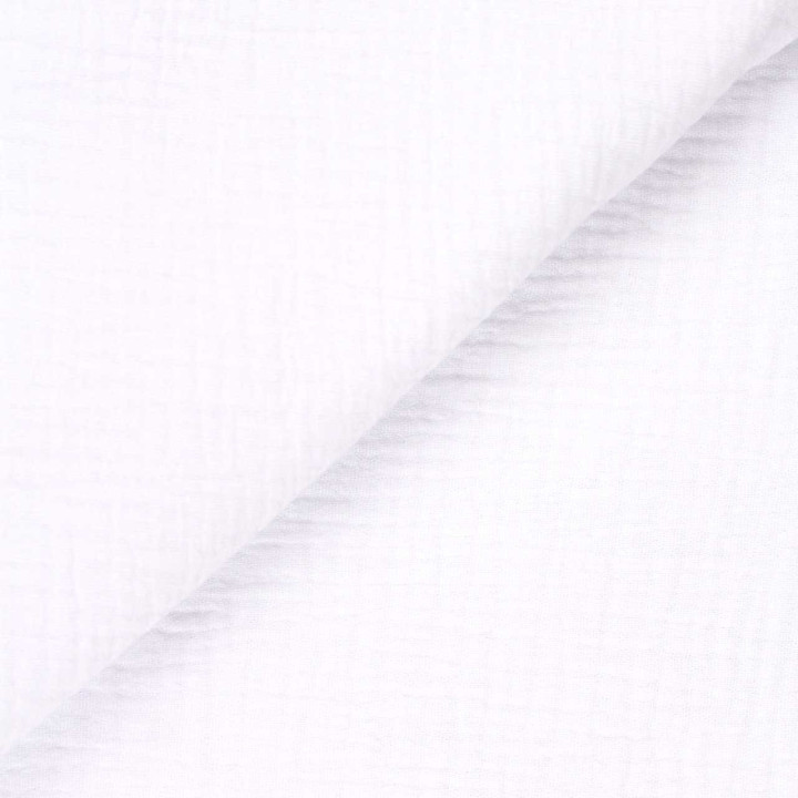 Tissu Coupon Double Gaze Uni Blanc