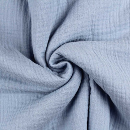 Tissu Coupon Double Gaze Uni Bleu Gris Pastel