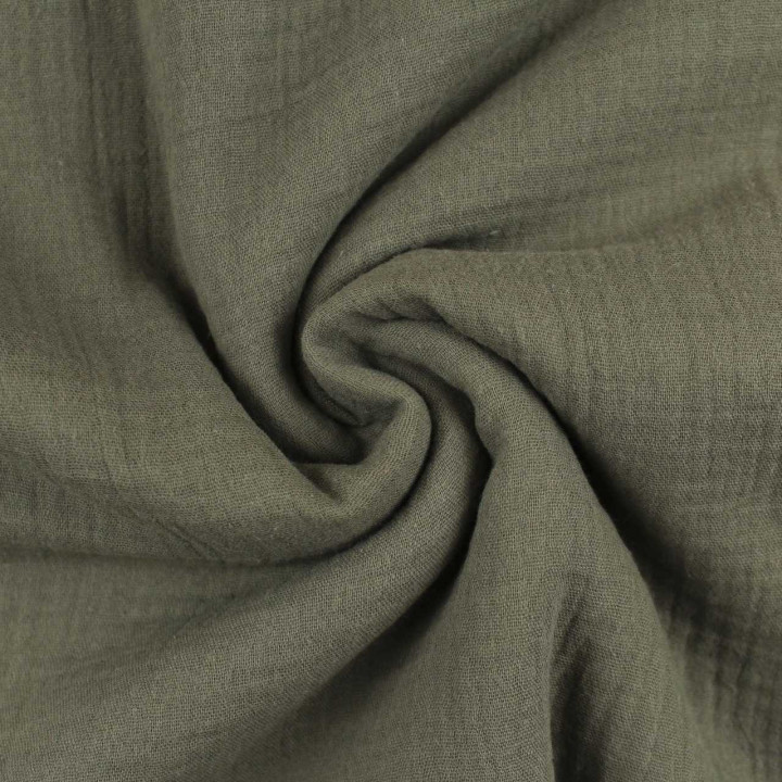 Tissu Coupon Double Gaze Uni Kaki Taupe