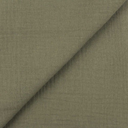 Tissu Coupon Double Gaze Uni Kaki Taupe | Moline