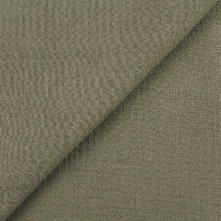 Tissu Coupon Double Gaze Uni Kaki Taupe