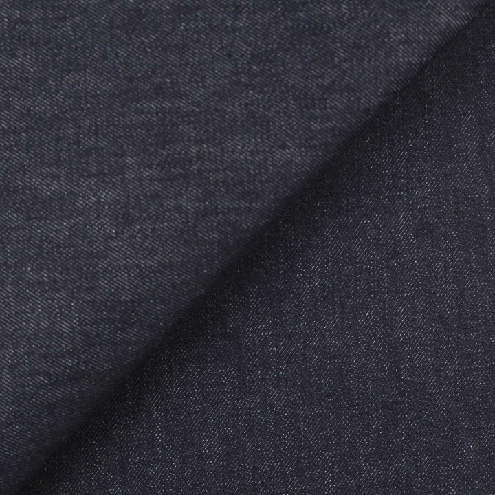 Tissu Coupon Jean Uni Bleu Indigo Foncé