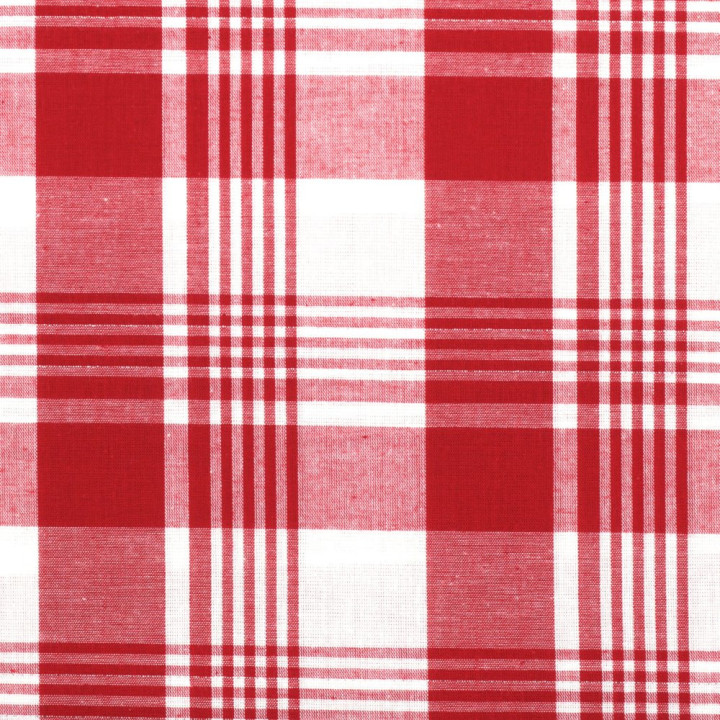 Tissu coton Madras rouge et blanc à rayures argentées – Haute qualité et authenticité