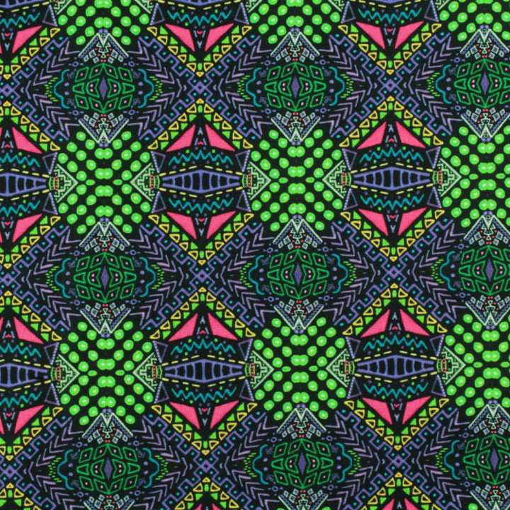 Tissu coton noir imprimé géométrique