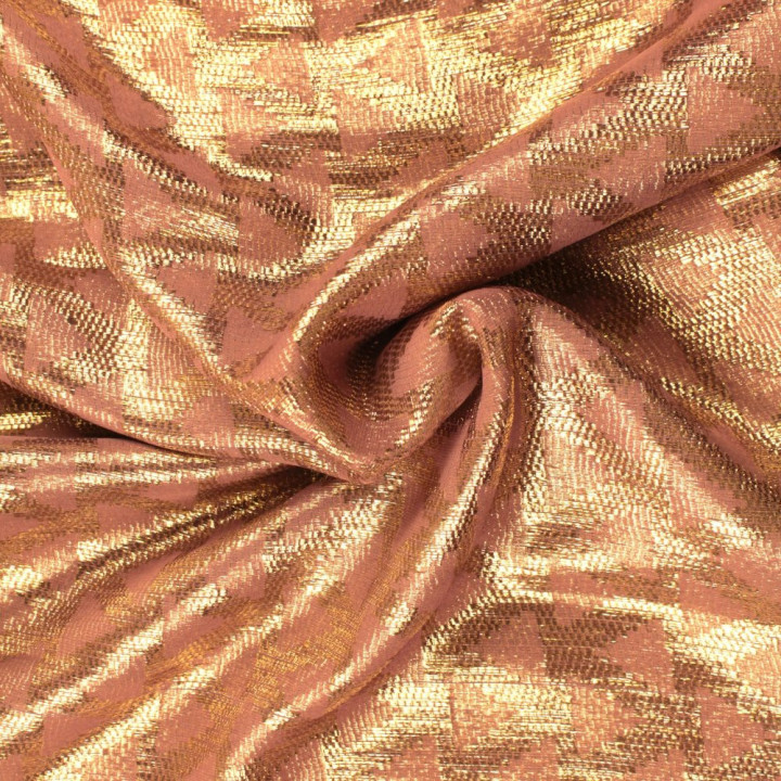 Tissu satin rose foncé brillant à imprimé géométrique élégant