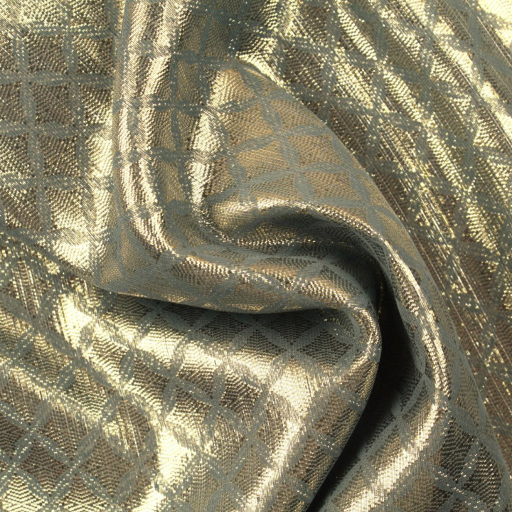Tissu satin bleu foncé brillant à imprimé géométrique élégant