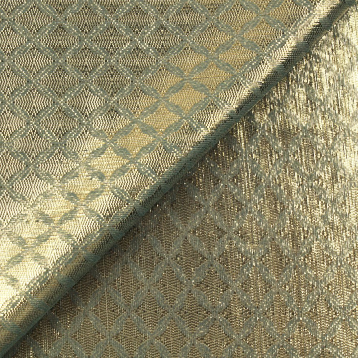 Tissu satin bleu foncé brillant à imprimé géométrique élégant