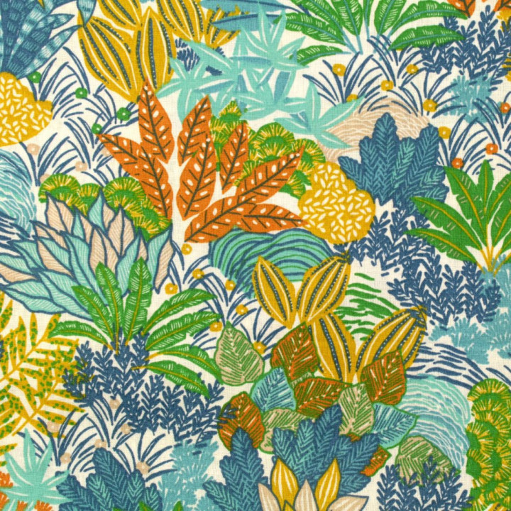 Tissu Coton Blanc : Imprimé Floral Multicolore pour des Créations Uniques