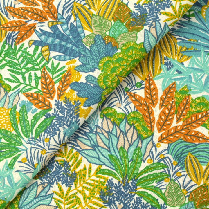 Tissu Coton Blanc : Imprimé Floral Multicolore pour des Créations Uniques