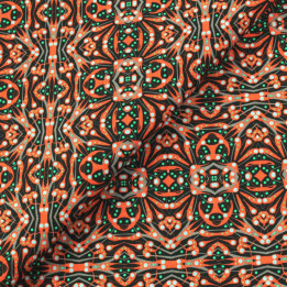 Tissu coton noir imprimé géométrique orange – coupon de 3 – réf. C1254