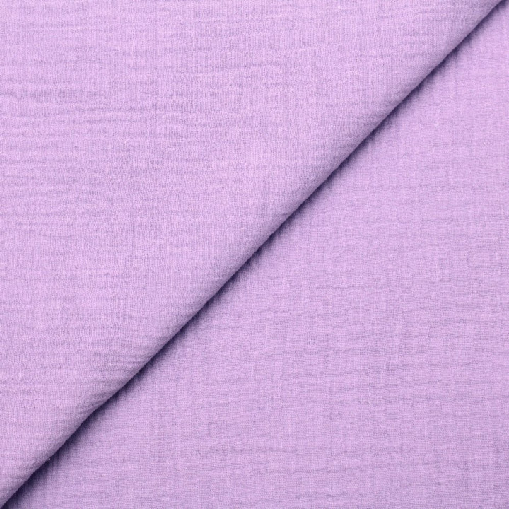 Tissu Double Gaze de Coton Uni Violet – Doux et Aéré – Idéal pour Vêtements et Accessoires