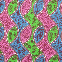 Tissu Coton Multicolore - Motif Vagues Géométriques Rose, | Moline