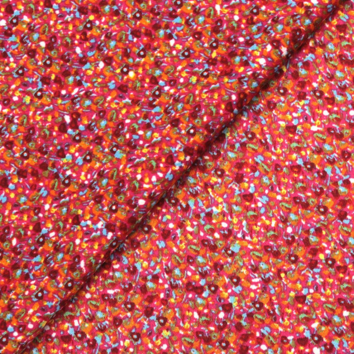 Tissu Mousseline Transparent Imprimé rouge Multicolore à Motifs Floraux – Léger, Fluide et Idéal pour Créations Élégantes