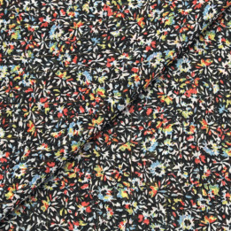 Tissu Mousseline Transparente Noire à Motifs Floraux | Moline
