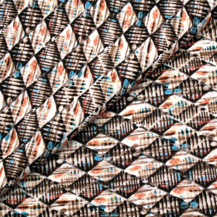 Tissu Beige à Imprimés Géométriques – Élégance Contemporaine & Style Contrasté