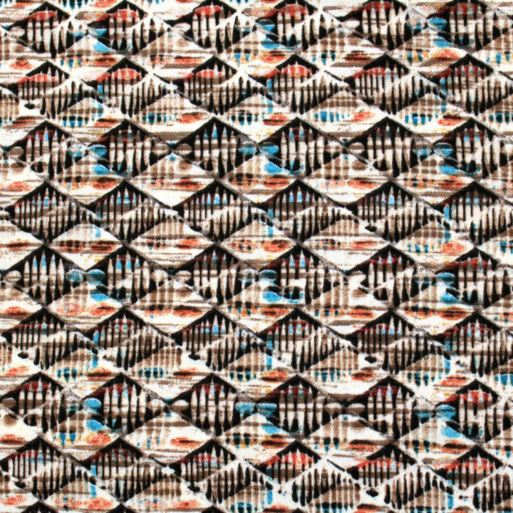 Tissu Beige à Imprimés Géométriques – Élégance Contemporaine & Style Contrasté