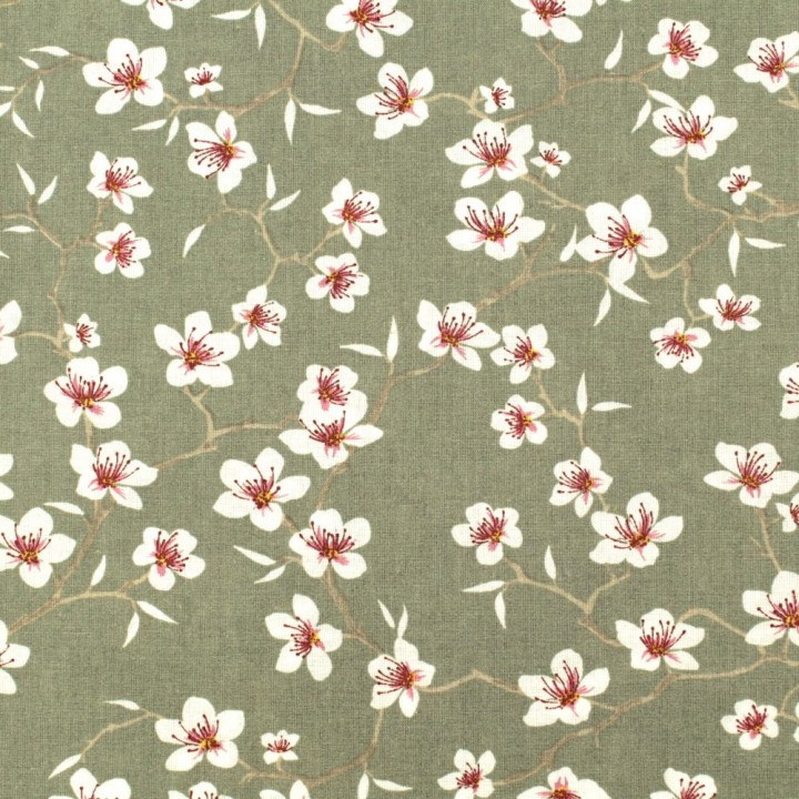 Tissu en Coton Blanc Uni avec Motifs Floraux Noirs pour Chemise