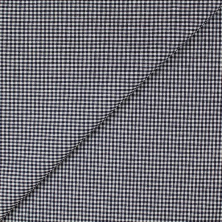 Tissu vichy blanc à carreaux violet foncé