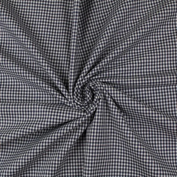 Tissu vichy blanc à carreaux violet foncé