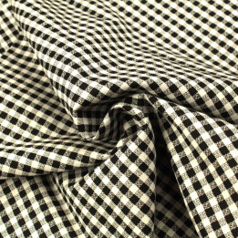 Tissu Vichy blanc à petits carreaux noir et blanc