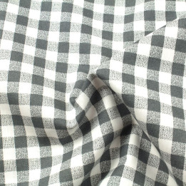 Tissu vichy à grands carreaux gris et blanc