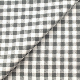Tissu vichy à grands carreaux gris et blanc – coupon de 3 m | Moline