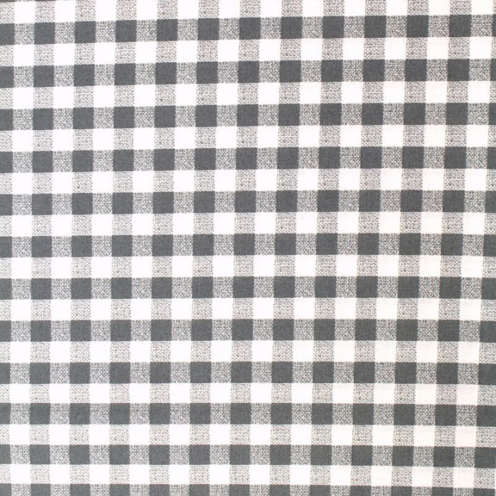 Tissu vichy à grands carreaux gris et blanc