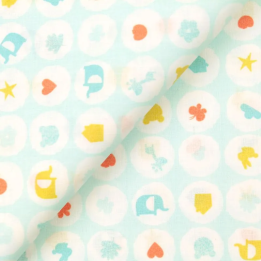 Tissu coton bleu ciel à motif floral